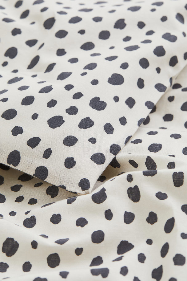 H&M HOME Cot Duvet Cover Set Light Beige/leopard Print