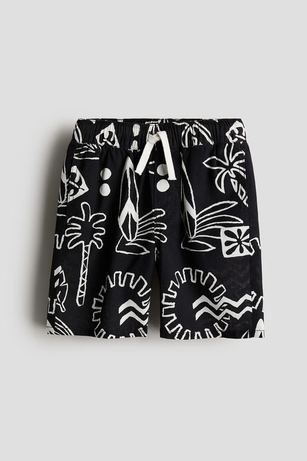 H&M Pull-on Shorts Black/patterned