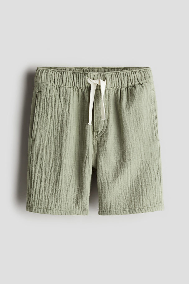 H&M Pull-on Shorts Light Khaki Green