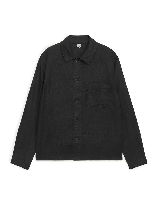 Arket Linen Workwear Overshirt Black