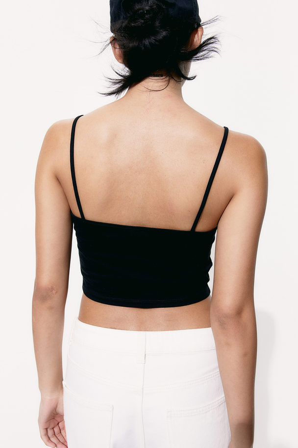 H&M Cropped Strappy Top Black
