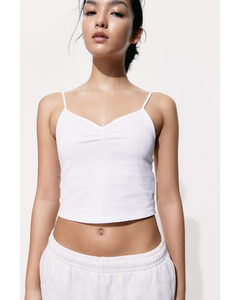 Cropped Strappy Top White