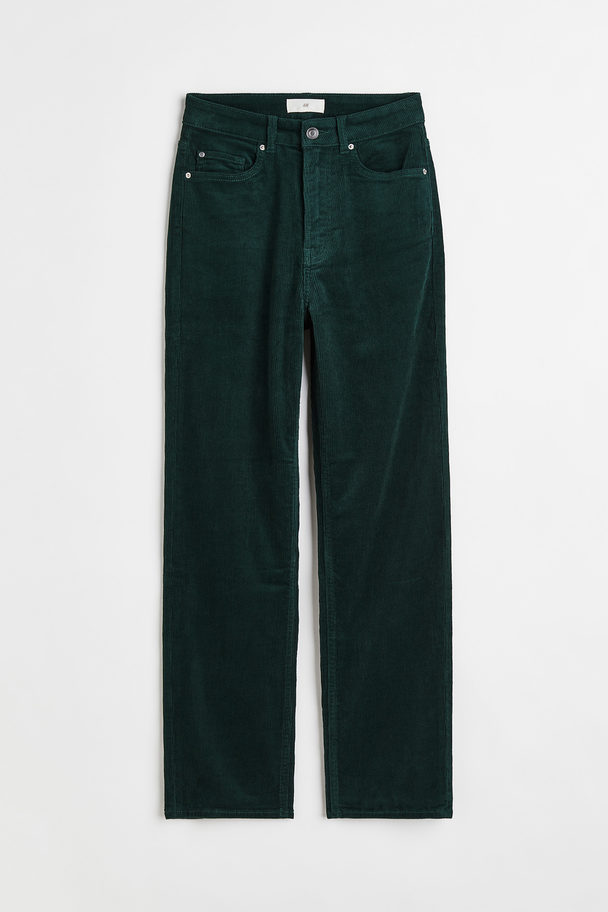 H&M Slim Corduroy Trousers Dark Green