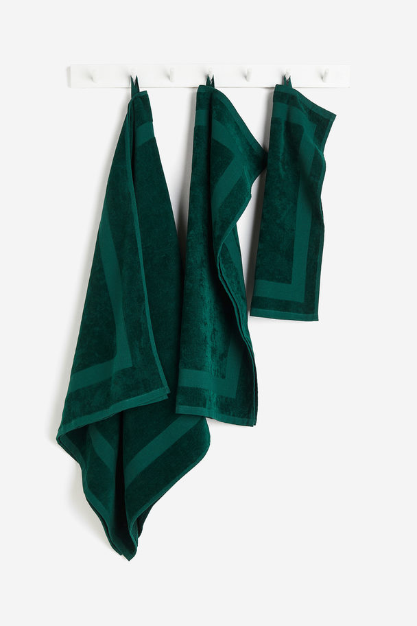 H&M HOME Velours Handdoek Smaragdgroen