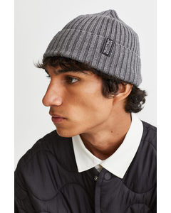 Rib-knit Hat Dark Grey Marl