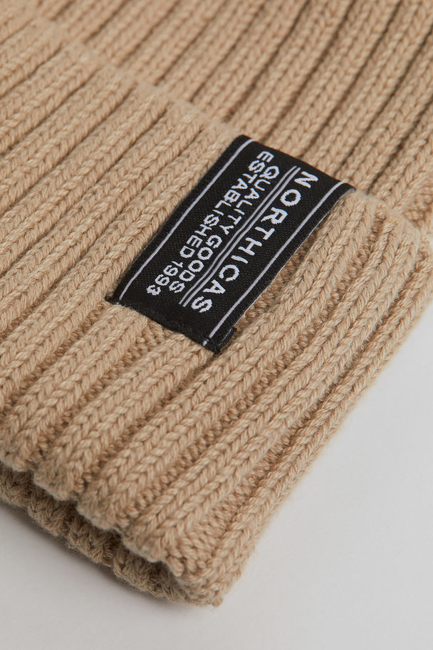 H&M Rib-knit Hat Light Beige