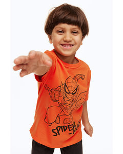 T-shirt I Bomuld Med Tryk Orange/spider-man