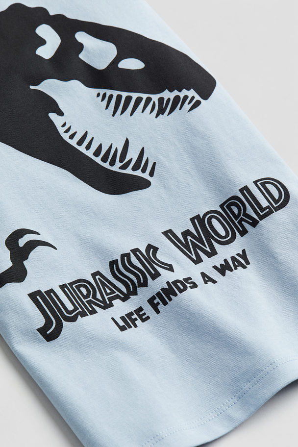 H&M Printed Cotton T-shirt Light Blue/jurassic World