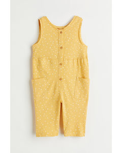 Patterned Cotton Romper Suit Yellow/hearts
