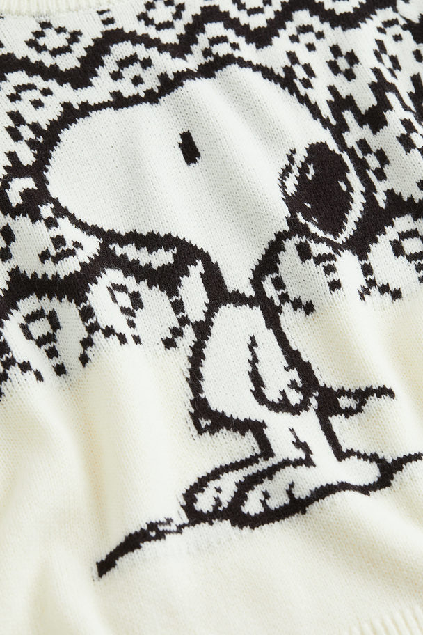 H&M Jacquard-knit Jumper White/snoopy