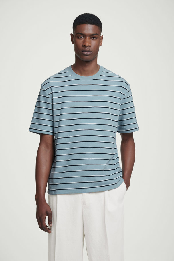 COS Striped Bouclé T-shirt Blue / Striped