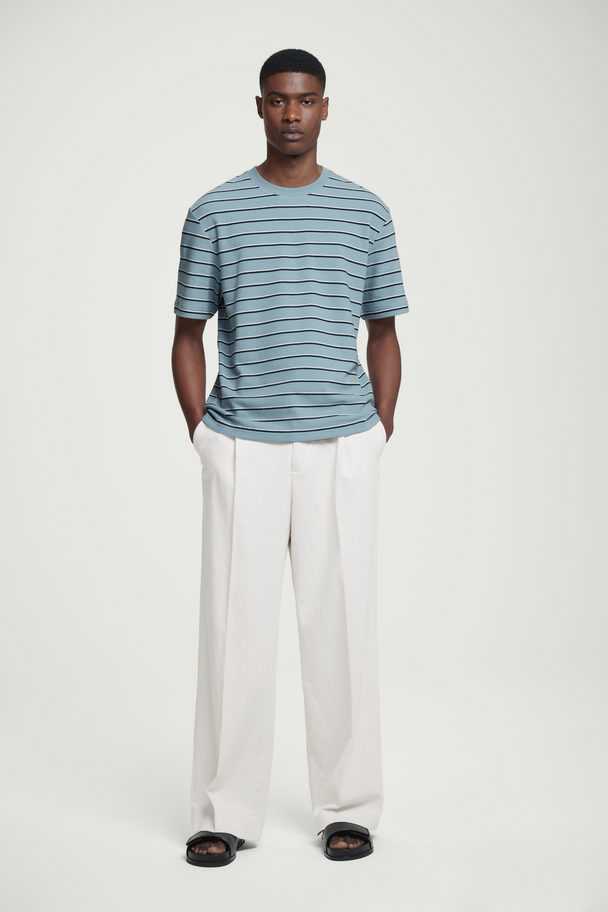 COS Striped Bouclé T-shirt Blue / Striped