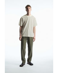 Striped Bouclé T-shirt Green / Cream / Striped