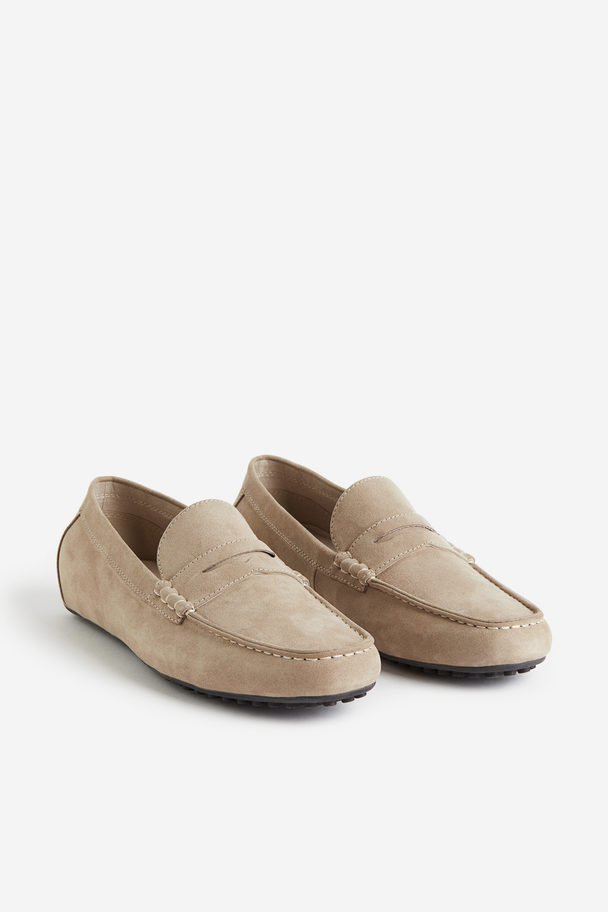 H&M Imitation Suede Driving Shoes Beige