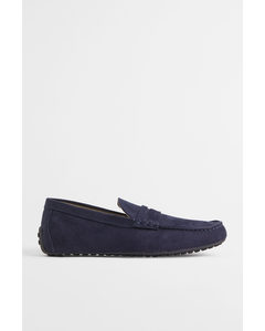 Imitation Suede Driving Shoes Dark Blue