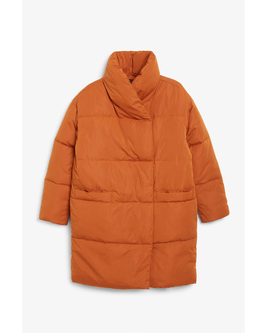Monki Oversized Puffer Coat Orange