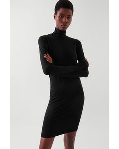 Slim-fit Turtleneck Dress Black