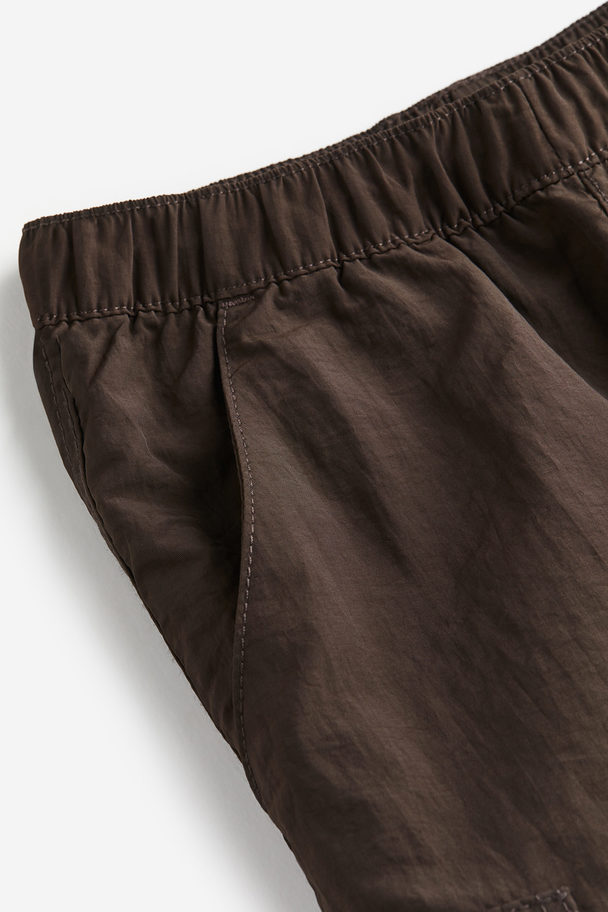 H&M Parachute Trousers Dark Brown