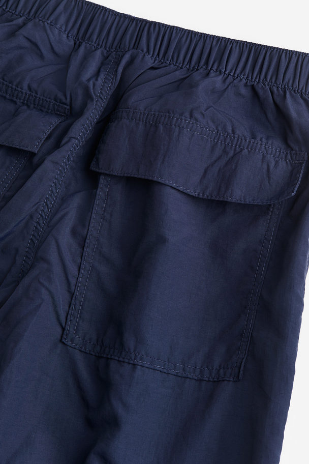 H&M Parachute Trousers Navy Blue