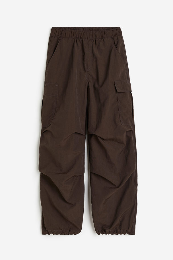H&M Parachute Trousers Dark Brown