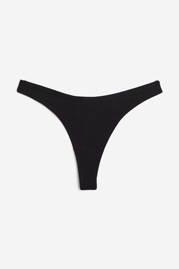 H&M 5-pack Cotton Thong Briefs Black