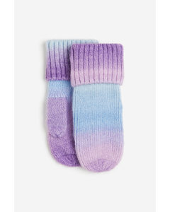 Knitted Mittens Purple/blue