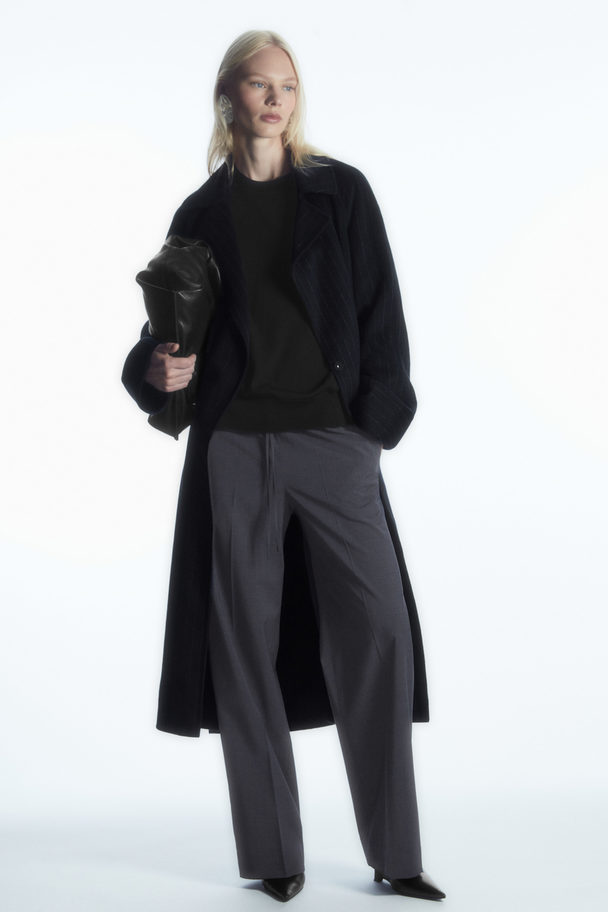 COS Wool Drawstring Trousers Navy