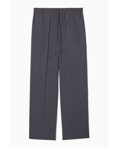 Wool Drawstring Trousers Navy