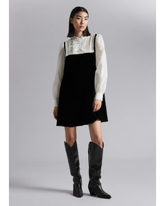 Tweekleurige Mini-jurk Met Ruches Zwart/wit