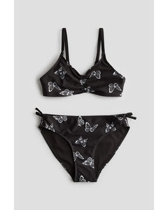 Bikini Met Strikjes Zwart/vlinders