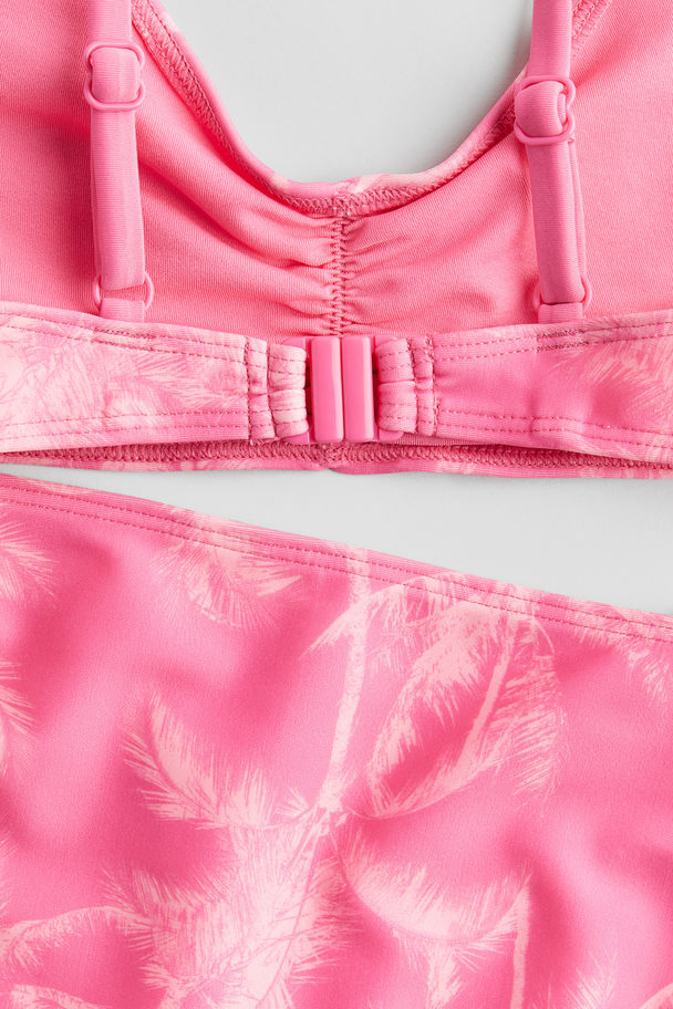H&M Bikini mit Schleifen Rosa/Palmen