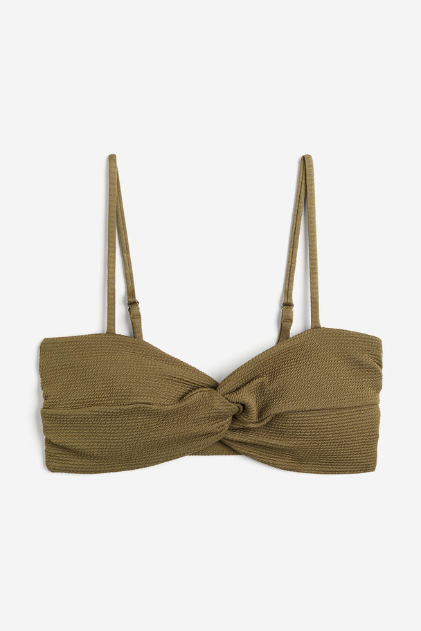 H&M Padded Twist-detail Bikini Top Khaki Green