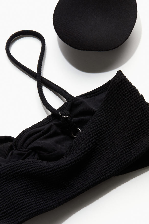 H&M Padded Twist-detail Bikini Top Black