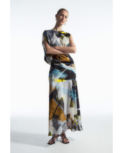 Printed Flared Maxi Skirt Multicoloured