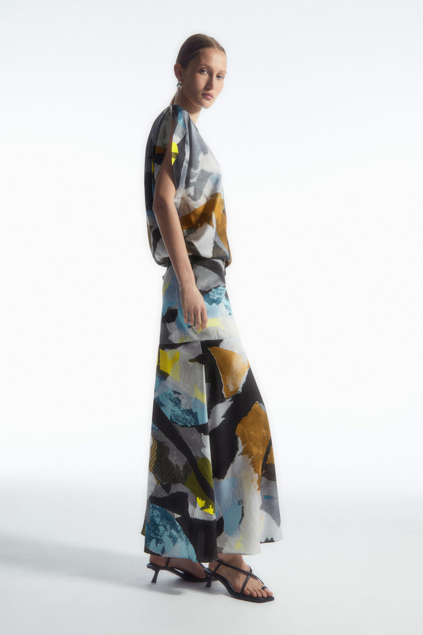 COS Printed Flared Maxi Skirt Multicoloured