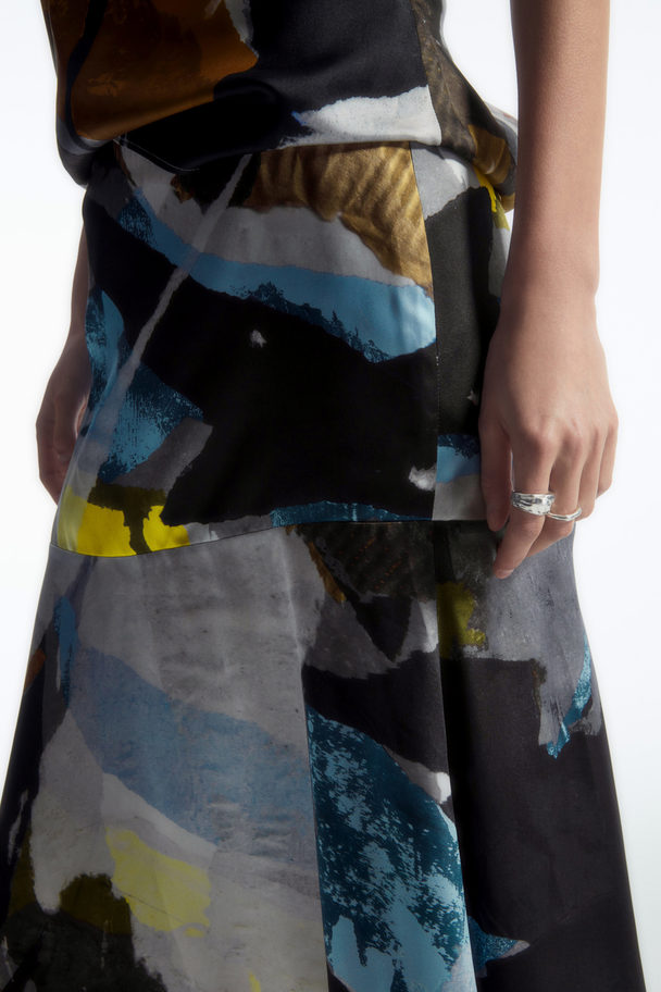 COS Printed Flared Maxi Skirt Multicoloured