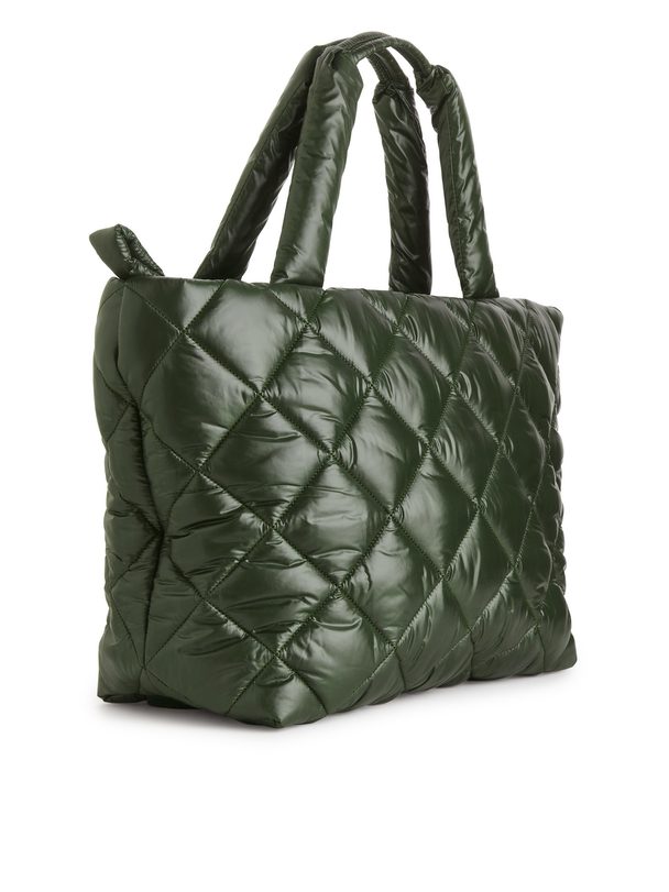Arket Quilted Tote Dark Green