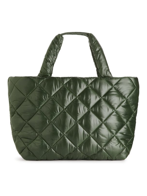 Arket Quilted Tote Dark Green