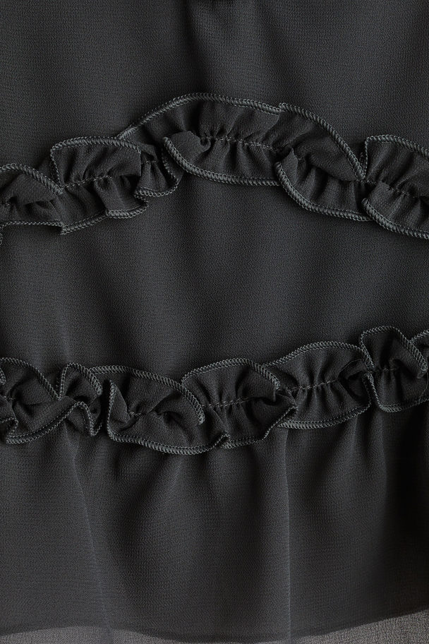 H&M Chiffon Strappy Top With Ruffles Charcoal