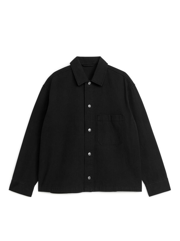 ARKET Garment-dyed Canvas Utility Overshirt Black