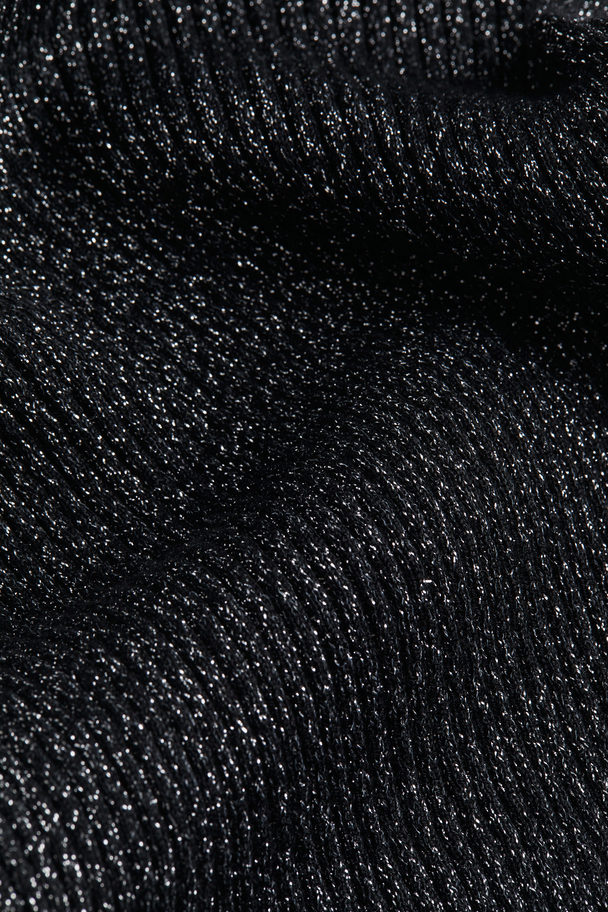 H&M Glittery Rib-knit Top Black