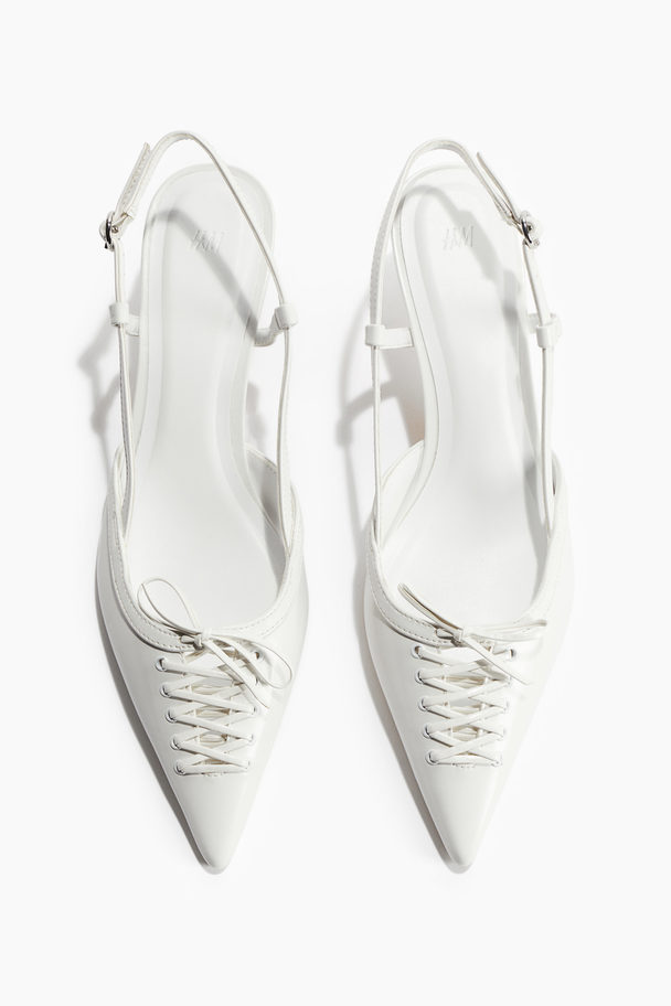 H&M Slingbacks Med Snøredetalje Hvid