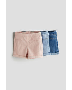 3-pack Denim Shorts Light Pink/light Denim Blue