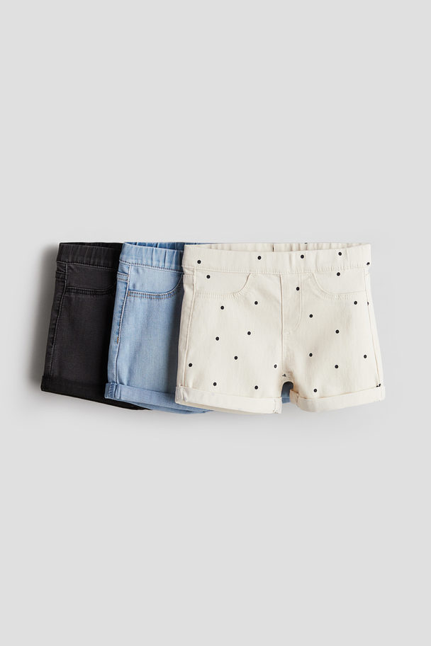 H&M 3-pack Denim Shorts White/spotted
