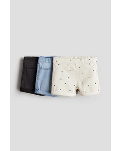 3-pack Denim Shorts White/spotted
