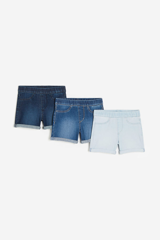 H&M 3er-Pack Jeansshorts Hellblau/Blau