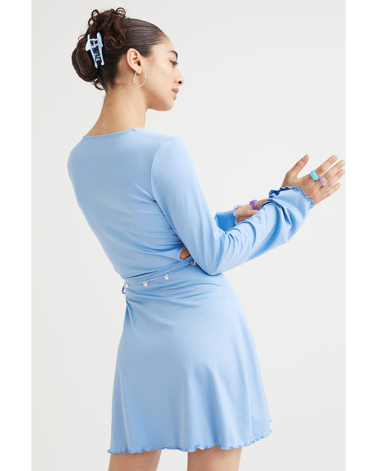 H&M V-neck Wrap Dress Blue