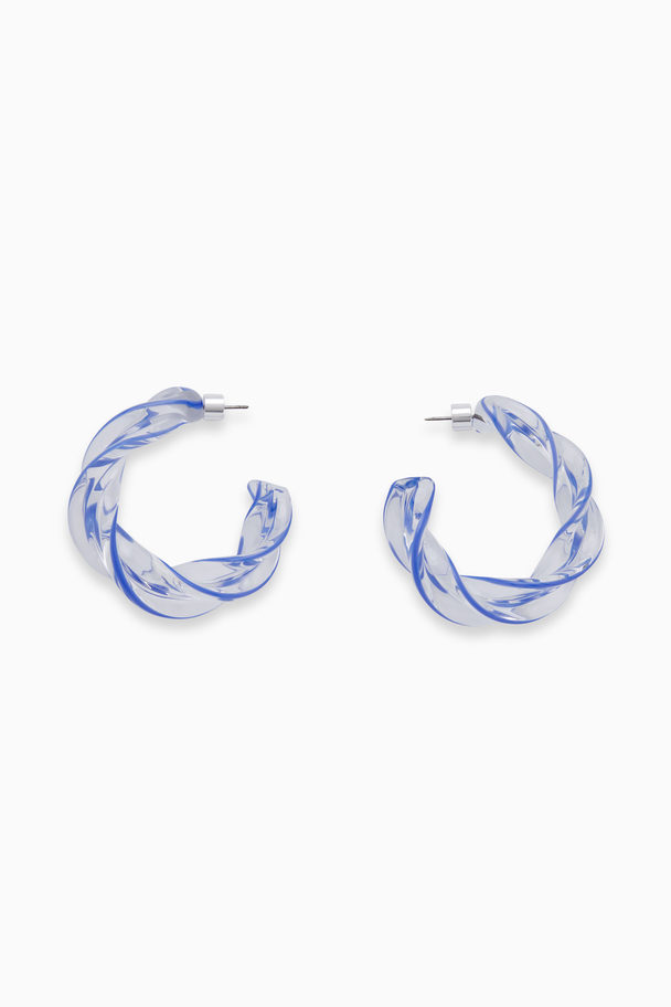 COS Twisted Glass Hoop Earrings Blue