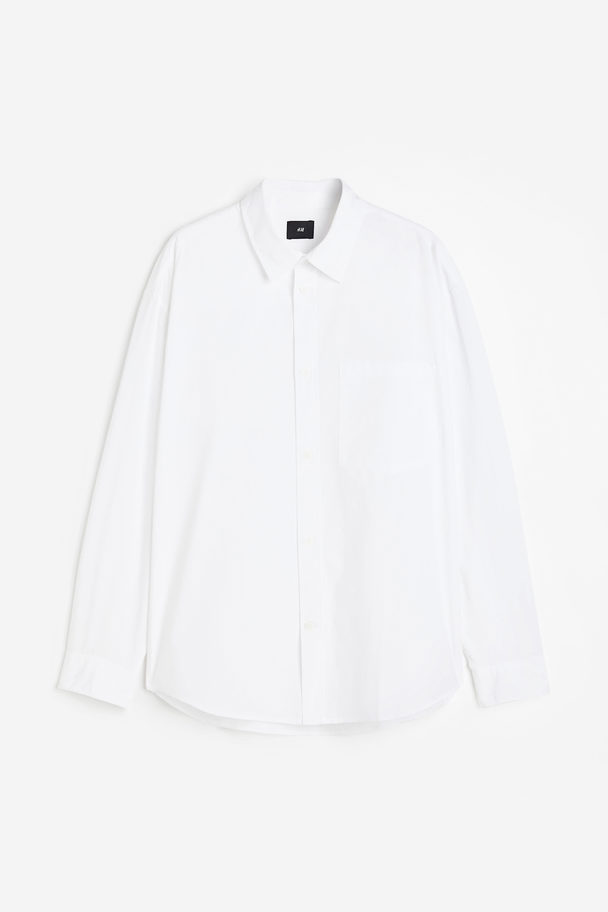 H&M Skjorte I Poplin Oversized Fit Hvid