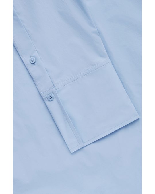 COS Longline Button-sleeve Tunic Light Blue